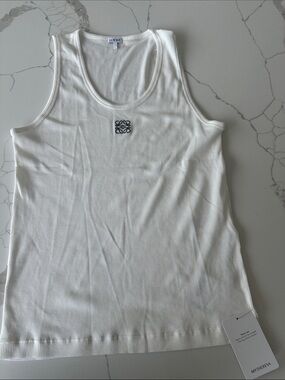 Loewe White Ribbed Logo Tank Top
